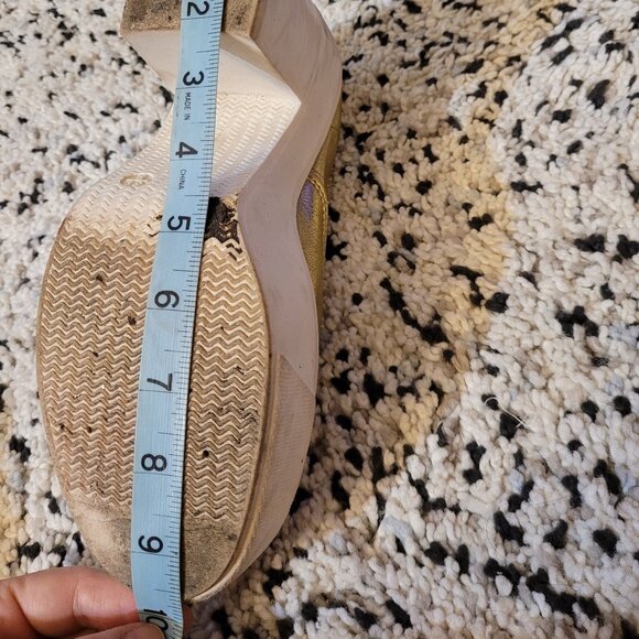 Bakers Gold Platform Lace Up Italy Ankle Chunky Heels - Picture 13 of 13